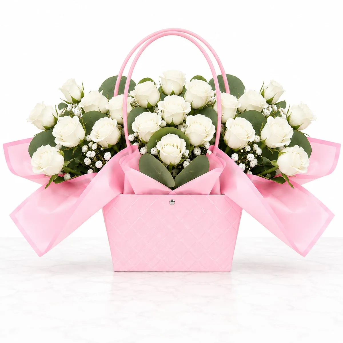 Baby Pink Purse with White Baby Roses